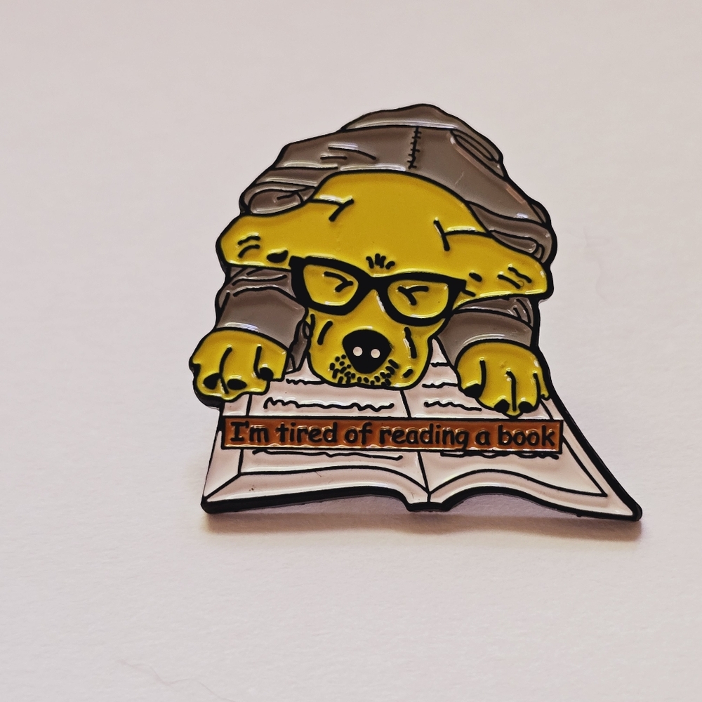 Dog Reading A Book Pin